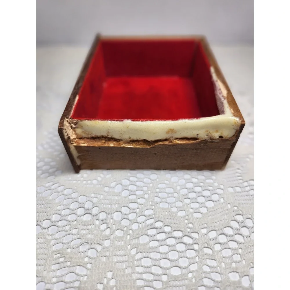 Vtg Wooden Musical Jewelry‎ Box Organizer Storage with 2 Drawers 
